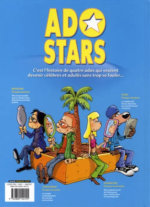 Verso de l'album Adostars Tome 2 Toujours pas célèbres