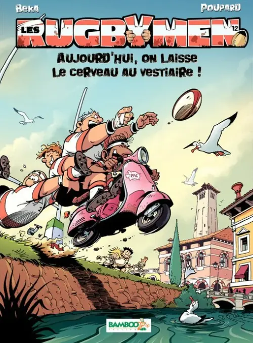 Couverture de l'album Les Rugbymen Tome 12 Aujourd'hui, on laisse le cerveau au vestiaire !