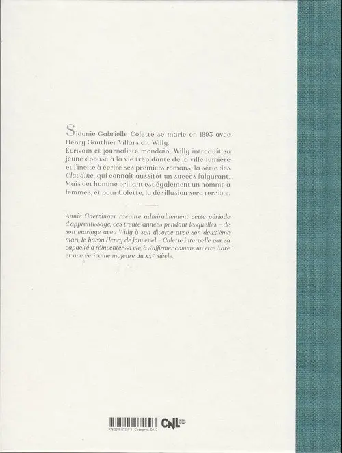 Verso de l'album Les Apprentissages de Colette
