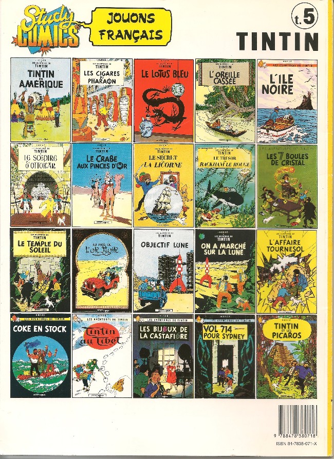 Verso de l'album Tintin Tome 5 L'étoile mystérieuse