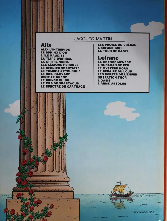 Verso de l'album Alix Tome 1 Alix l'intrépide
