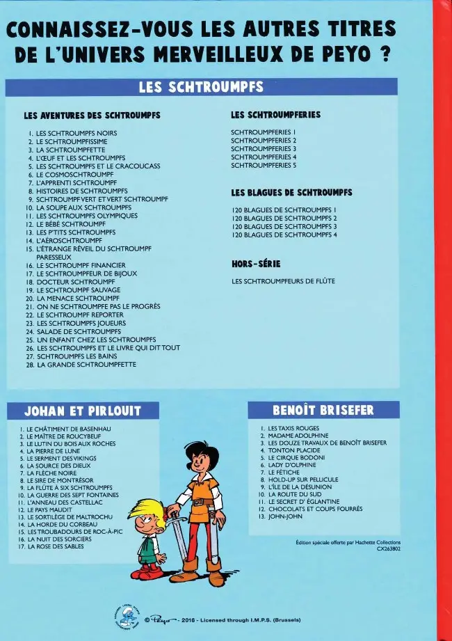 Verso de l'album Johan et Pirlouit Tome 1 Le châtiment de Basenhau