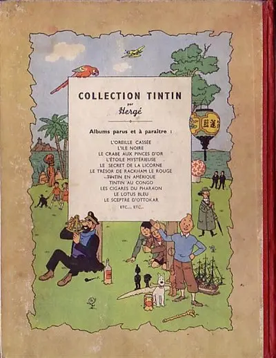 Verso de l'album Tintin Tome 3 Tintin en Amérique