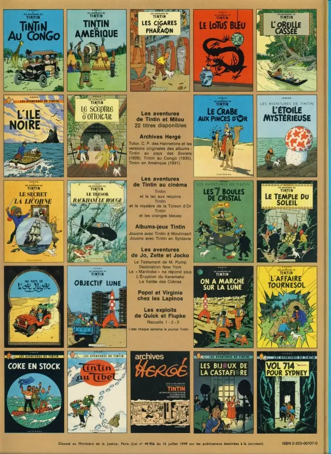 Verso de l'album Tintin Tome 8 Le sceptre d'Ottokar