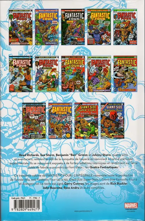 Verso de l'album Fantastic Four - L'intégrale Tome 13 1974