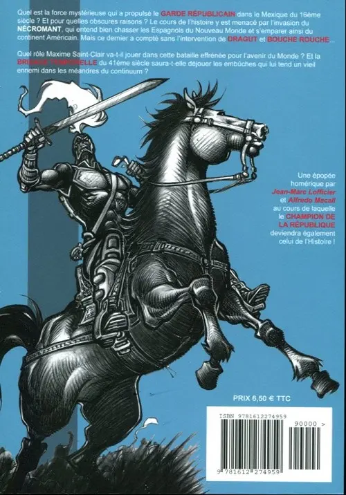 Verso de l'album Le Garde républicain Dragut, brigade temporelle