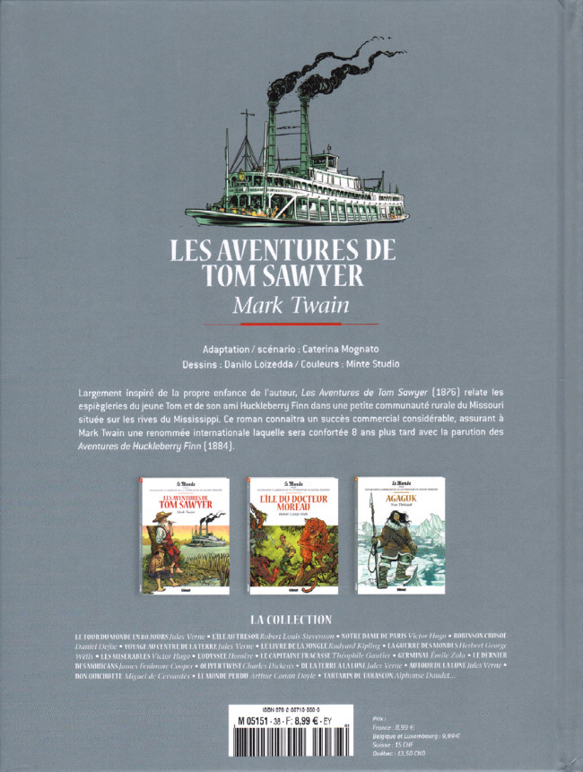 Verso de l'album Les Grands Classiques de la littérature en bande dessinée Tome 38 Les aventures de Tom Sawyer