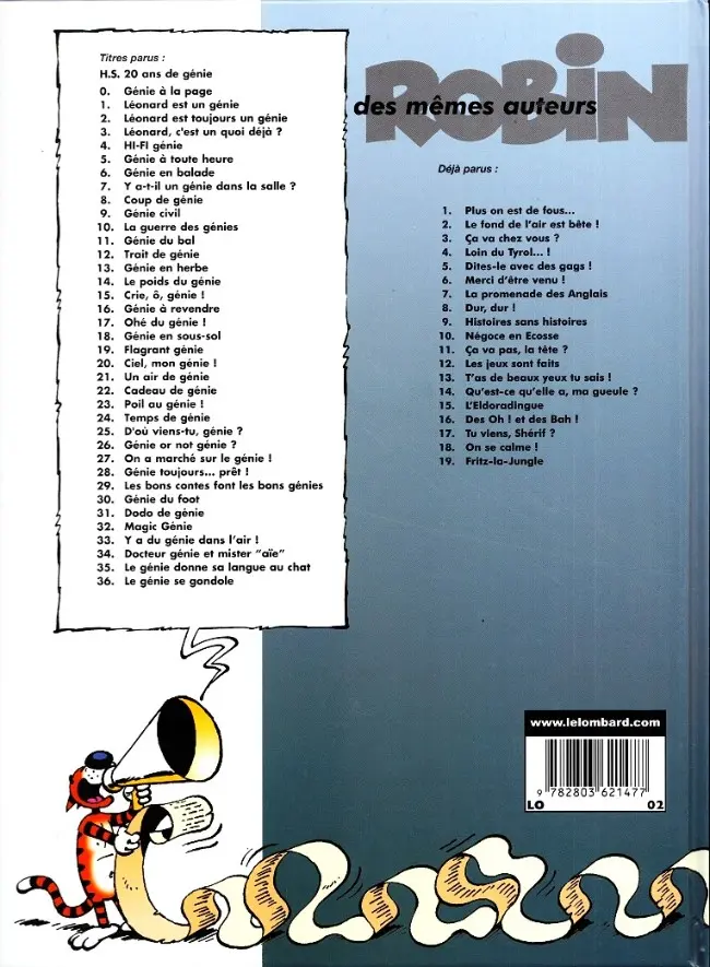 Verso de l'album Léonard Tome 36 Le génie se gondole