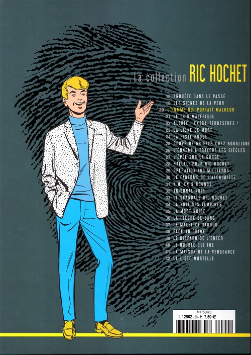Verso de l'album Ric Hochet La collection Tome 20 L'homme qui portait malheur