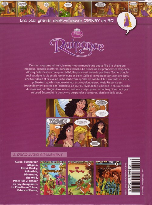 Verso de l'album Les plus grands chefs-d'œuvre Disney en BD Tome 42 Raiponce