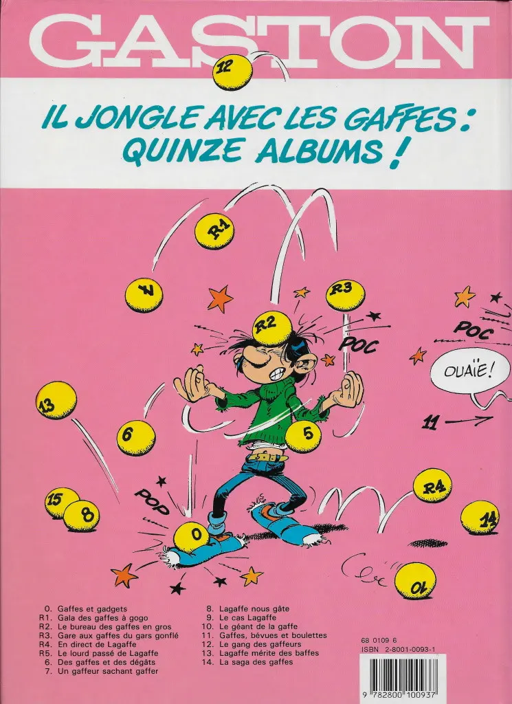 Verso de l'album Gaston Gala de gaffes à gogo