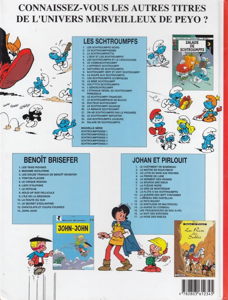 Verso de l'album Les Schtroumpfs Tome 15 L'étrange réveil du Schtroumpf paresseux