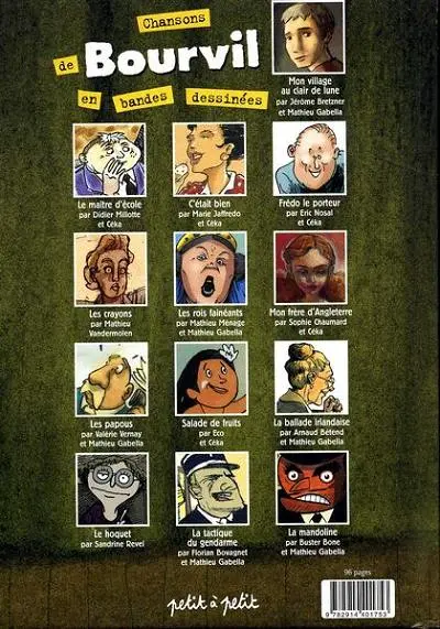 Verso de l'album Chansons en Bandes Dessinées Chansons de Bourvil en bandes dessinées