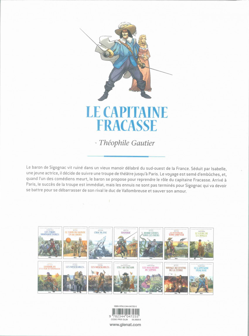Verso de l'album Les Grands Classiques de la littérature en bande dessinée Tome 11 Le capitaine Fracasse