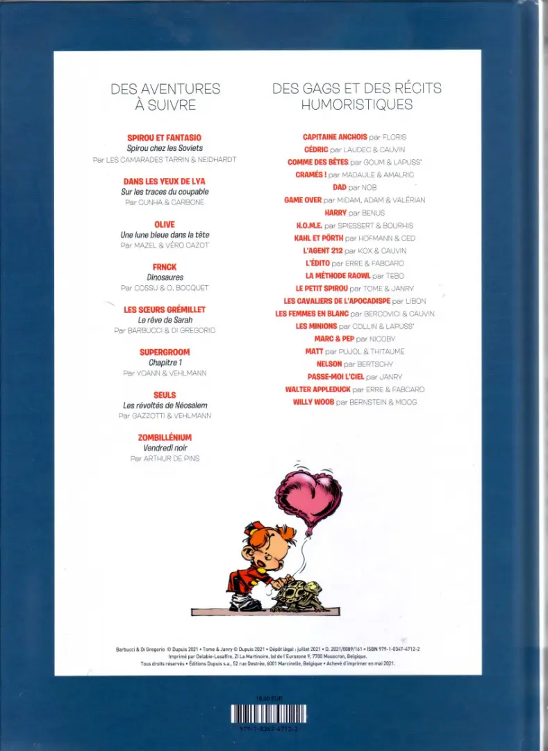 Verso de l'album Le journal de Spirou Album N° 365