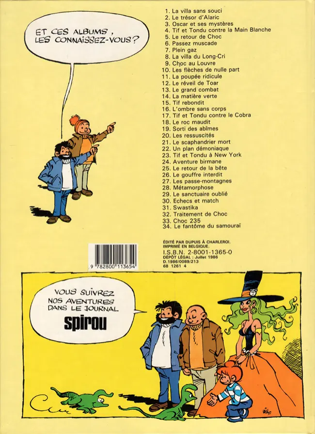 Verso de l'album Tif et Tondu Tome 23 Tif et Tondu à New York