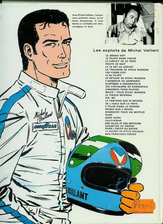 Verso de l'album Michel Vaillant Tome 14 Mach 1 pour Steve Warson
