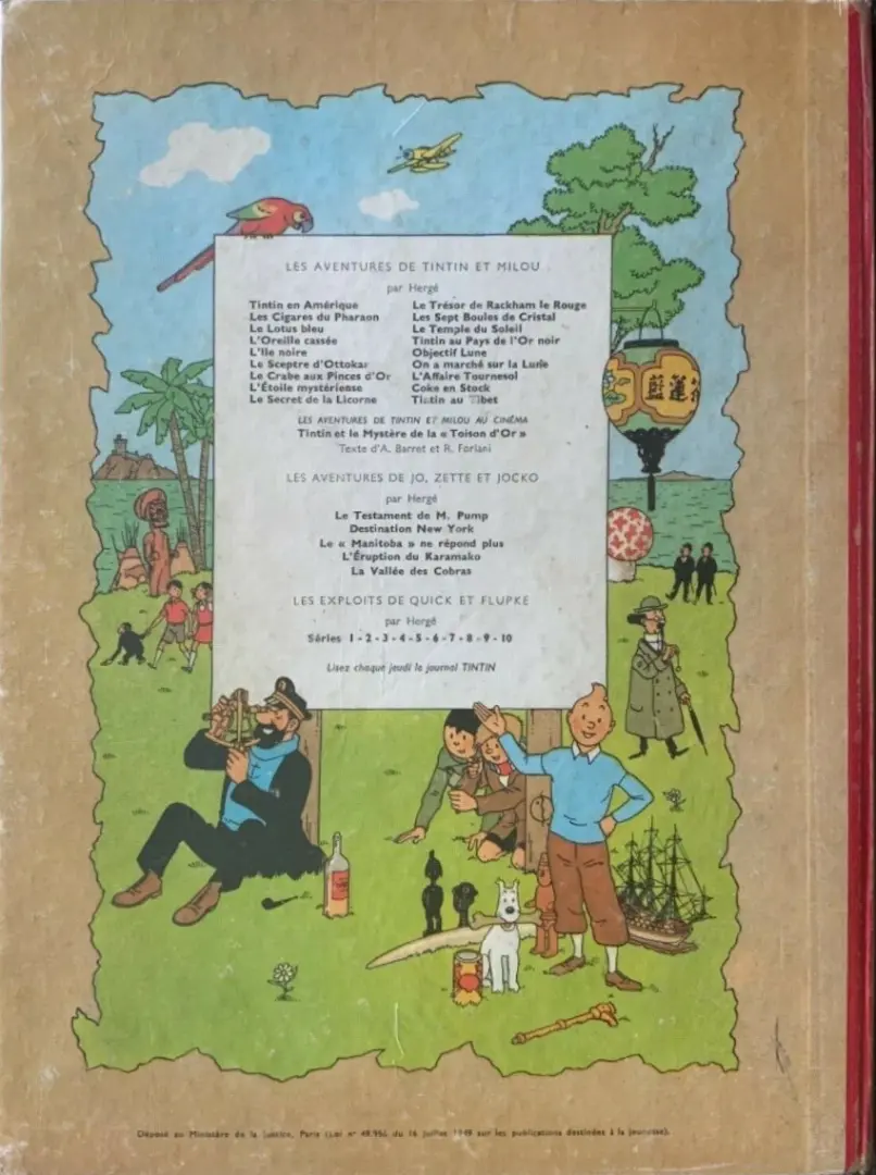 Verso de l'album Tintin Tome 3 Tintin en Amérique