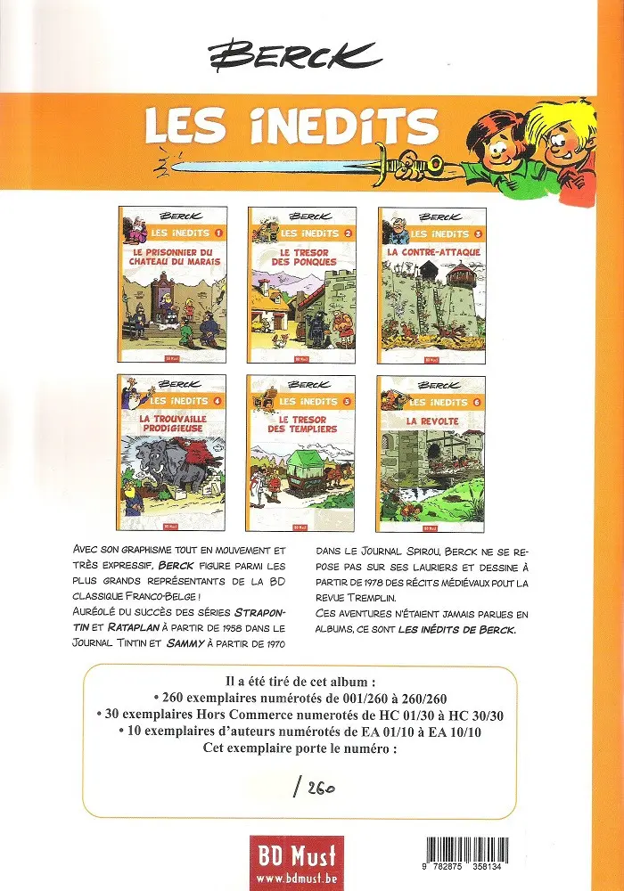 Verso de l'album Berck - Les inédits 5 Le Trésor des Templiers