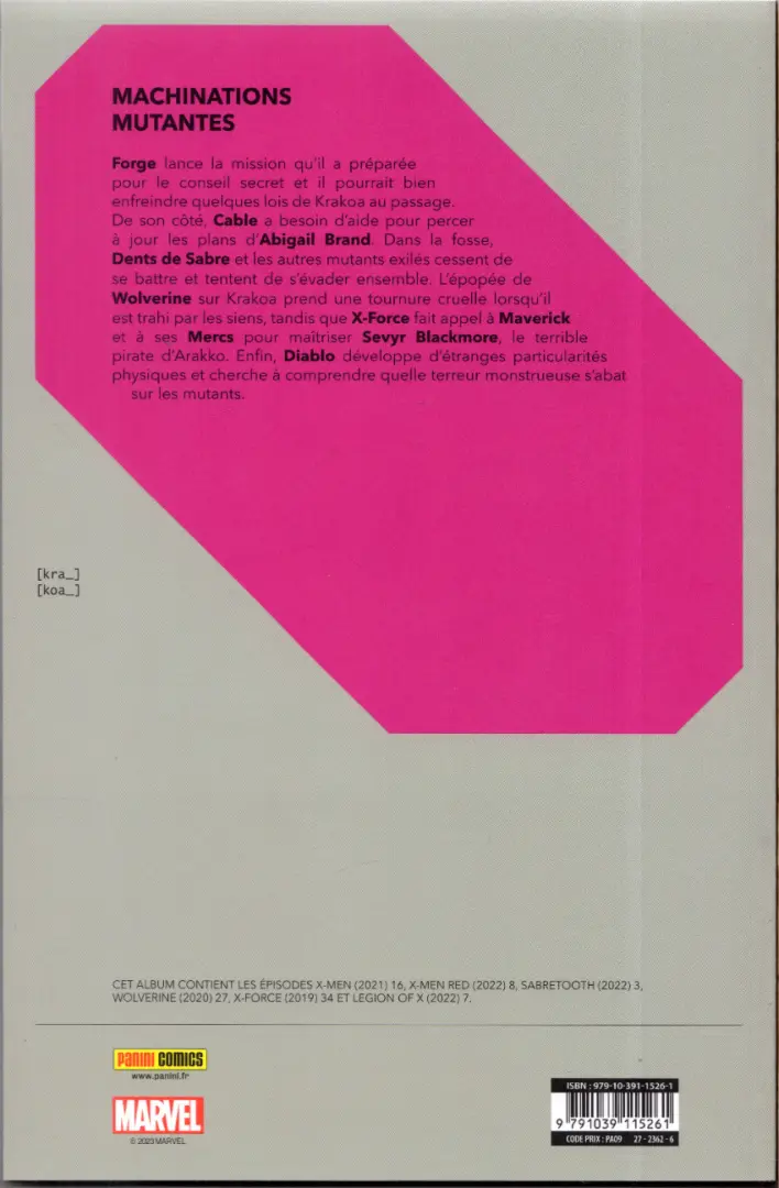 Verso de l'album Destiny of X Volume 13