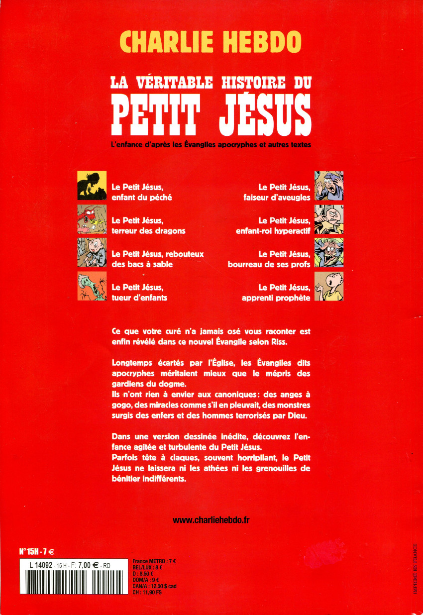 Verso de l'album La véritable histoire du Petit Jésus