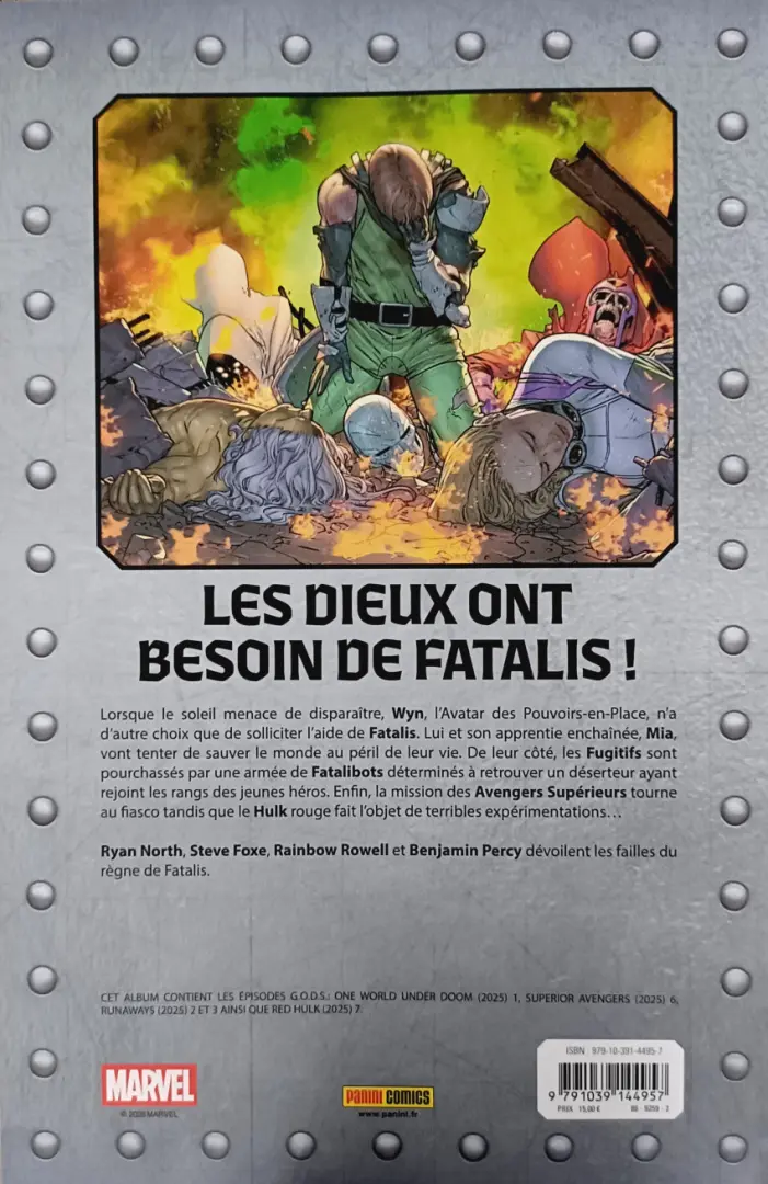 Verso de l'album Doom World - Le règne de Fatalis Volume 7/8