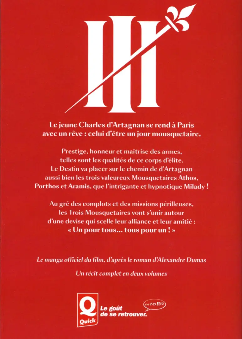 Verso de l'album Les trois mousquetaires 1 D'Artagnan