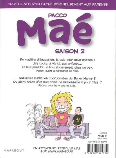 Verso de l'album Maé Tome 2 Saison 2