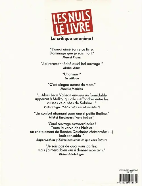 Verso de l'album Les Nuls, le livre
