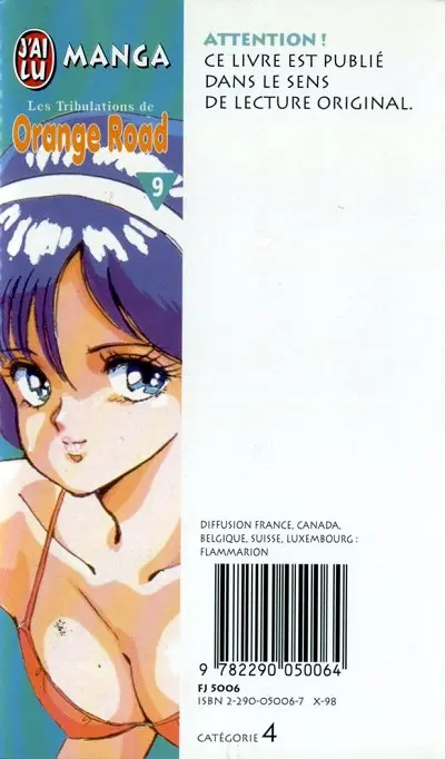 Verso de l'album Les tribulations de Orange Road - Max et Compagnie 9 Un rêve annonciateur de chance !