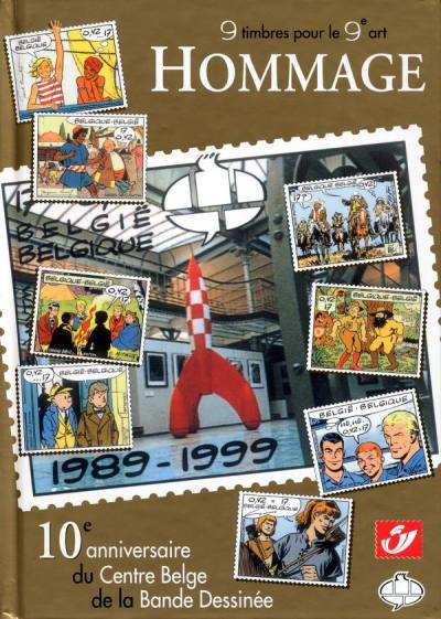Couverture de l'album Hommage - 9 timbres pour le 9e art 10e anniversaire du Centre Belge de la Bande Dessinée