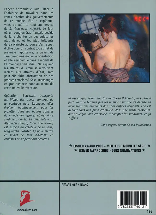 Verso de l'album Queen & Country Tome 3 Opération: Blackwall