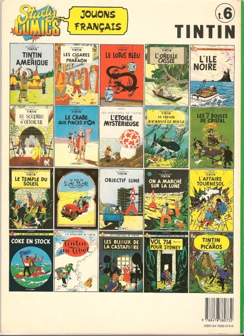 Verso de l'album Tintin Tome 6 Le secret de la Licorne