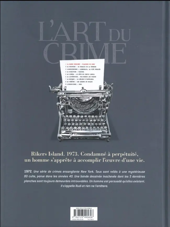 Verso de l'album L'Art du crime Tome 1 Planches de Sang