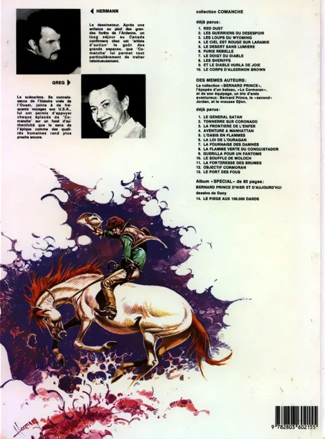 Verso de l'album Comanche Tome 1 Red Dust