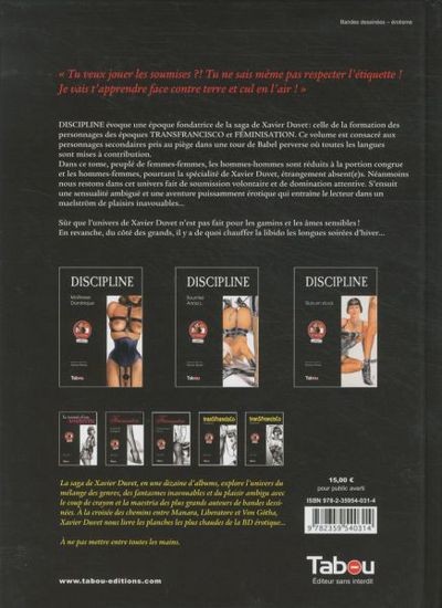 Verso de l'album Discipline Tome 3 Sluts en stock