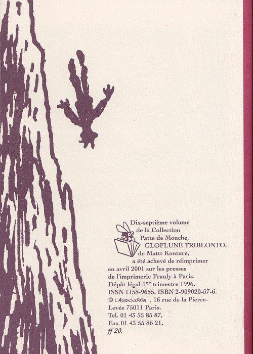 Verso de l'album Glofluné Triblonto