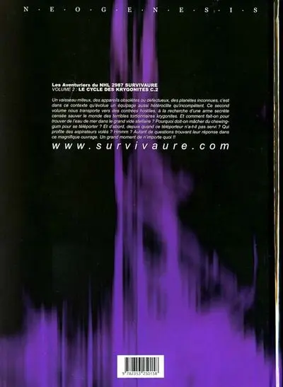 Verso de l'album Les Aventuriers du NHL2987 Survivaure Tome 2 Le cycle des Krygonites C.2