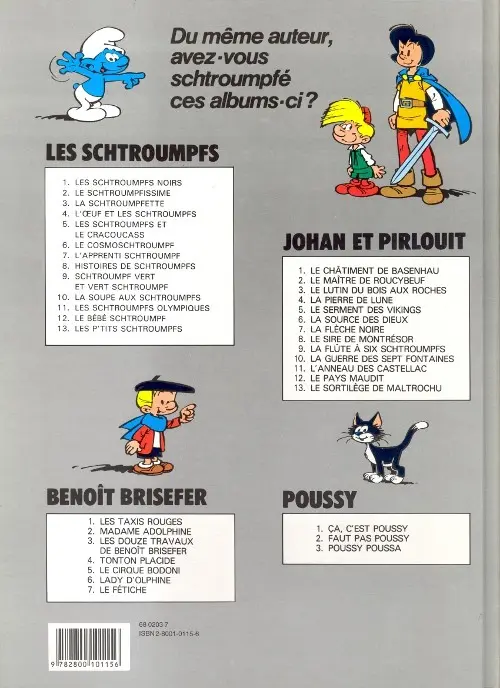 Verso de l'album Les Schtroumpfs Tome 8 Histoires de Schtroumpfs