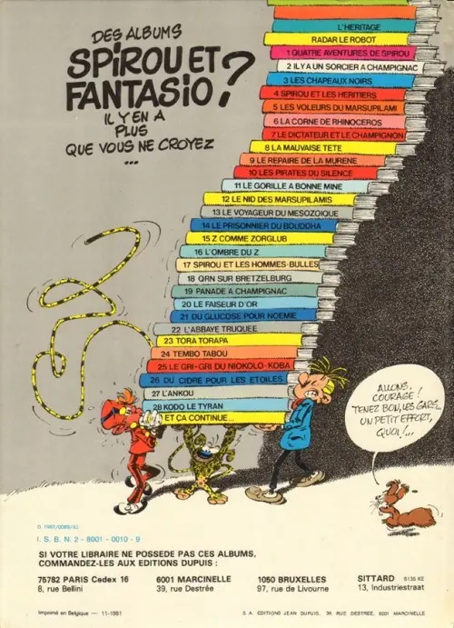 Verso de l'album Spirou et Fantasio Tome 8 La mauvaise tête