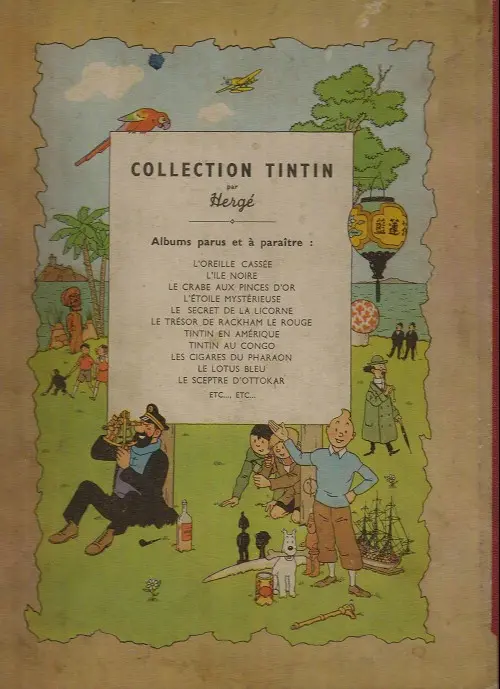 Verso de l'album Tintin Tome 3 Tintin en amérique