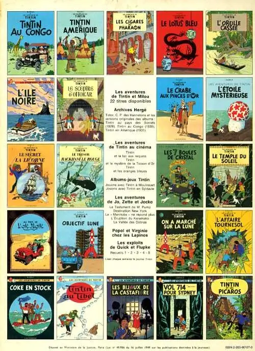Verso de l'album Tintin Tome 8 Le sceptre d'Ottokar