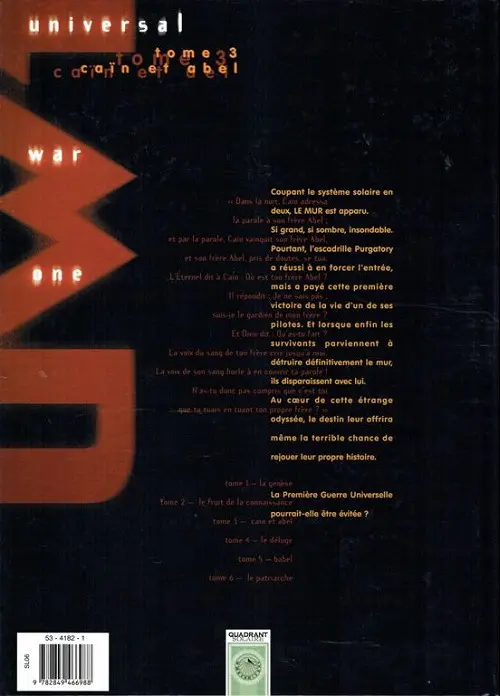 Verso de l'album Universal War One Tome 3 Caïn et Abel
