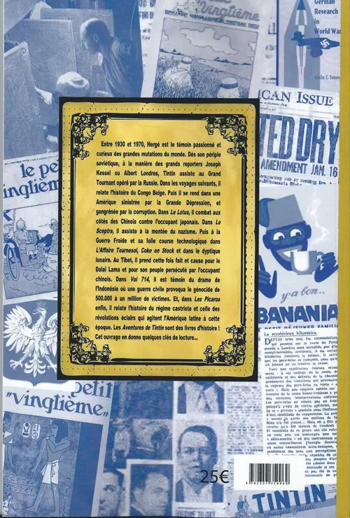 Verso de l'album L'Histoire selon Tintin