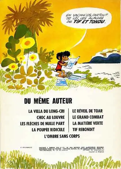 Verso de l'album Tif et Tondu Tome 17 Tif et Tondu contre le Cobra