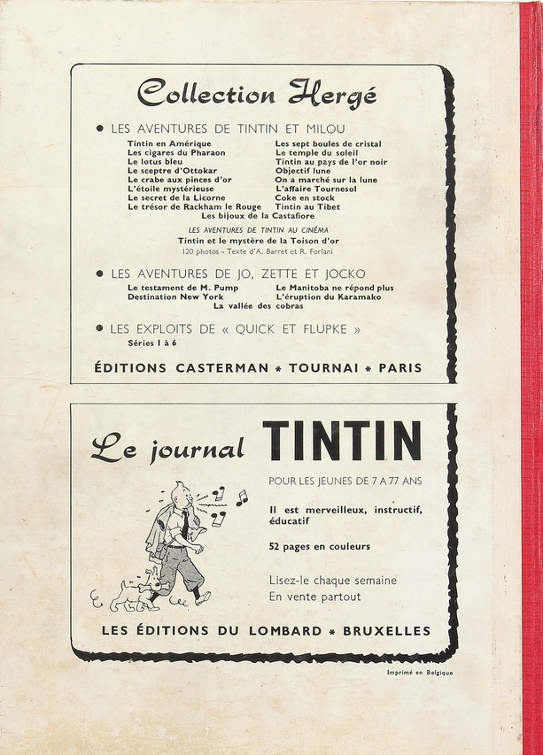 Verso de l'album Tintin Tome 60