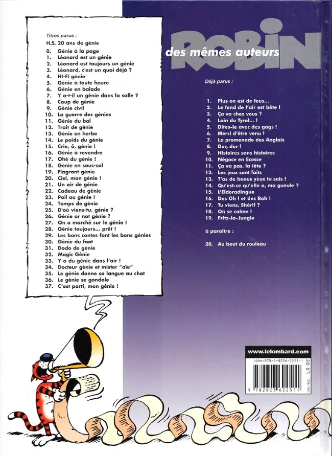 Verso de l'album Léonard Tome 37 C'est parti, mon génie!