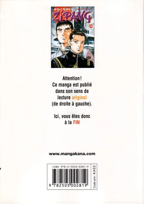 Verso de l'album Zipang 19
