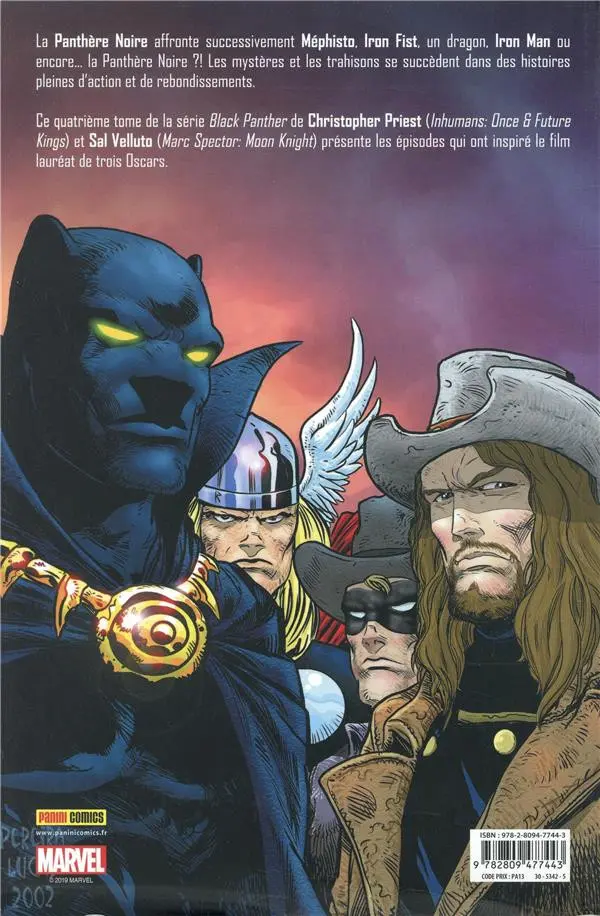 Verso de l'album Black Panther Marvel select Tome 4 La mort de la panthère noire