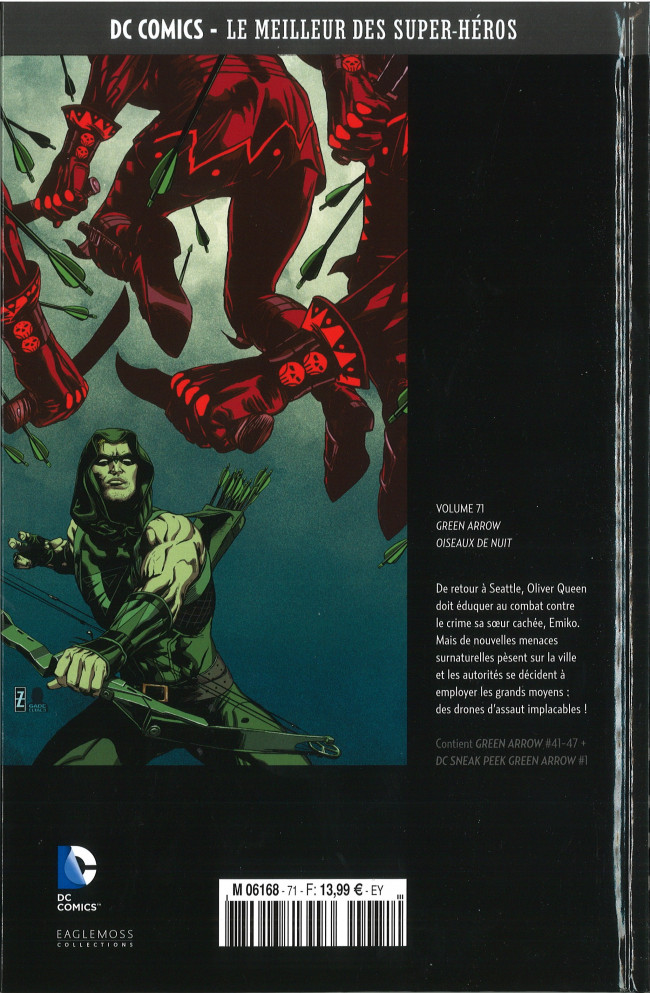 Verso de l'album DC Comics - Le Meilleur des Super-Héros Volume 71 Green Arrow - Oiseaux de Nuit
